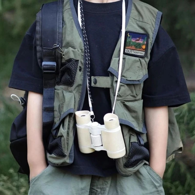 2025 New Autumn Outdoor Tactical Vest for Kids Boys Girls Olive Green Kids Cargo Vest Lightweight Waterproof Hiking Jacket