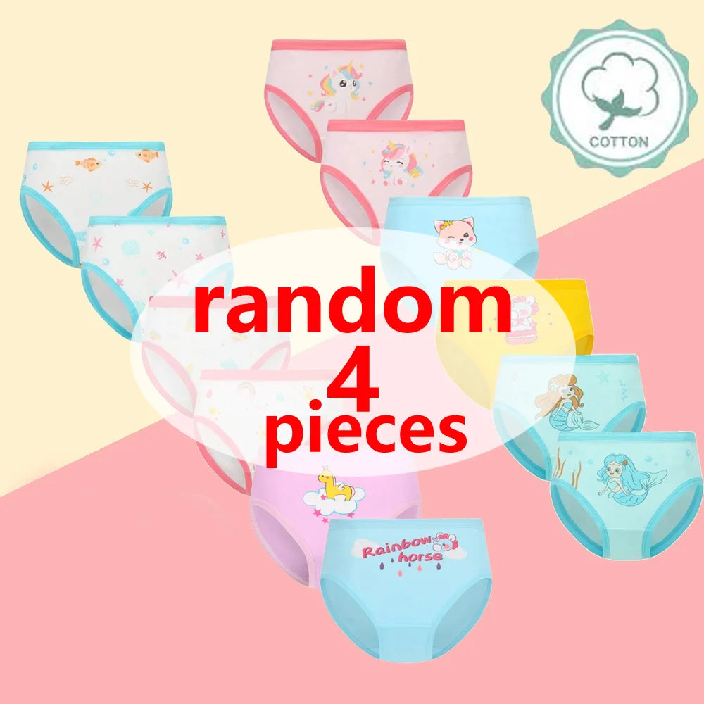 1/4/8/12 Pcs/Pack Children Girls Panties Underwear Sets Cotton Cartoon Unicorn Print Child Panties for Girl Kid Boxer Breathable