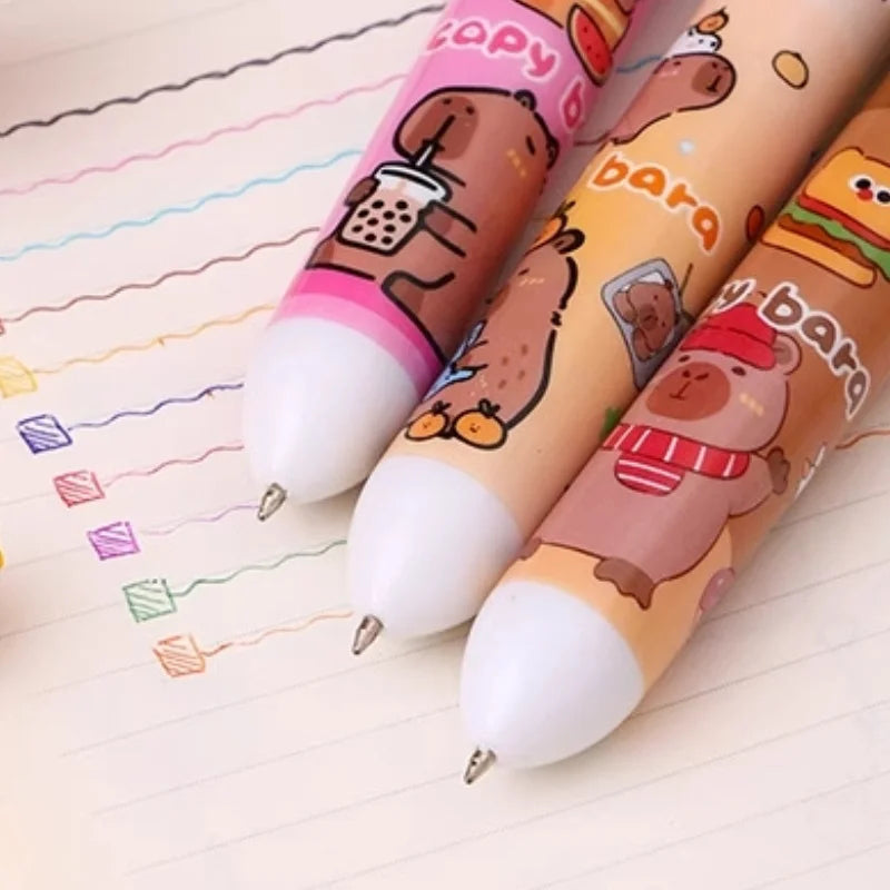 Cute Capybara 36Pcs 10 Color Ballpoint Pen Cartoon Set Capibala Creative Modeling 0.5Mm Multicolor Pen Students Learn Stationery