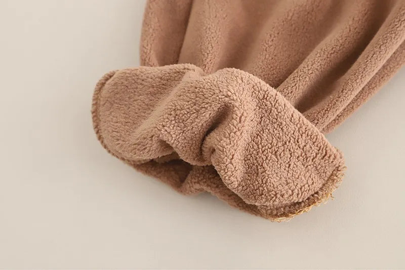 Autumn Winter Baby Boys Warm Clothes Set Thick Fleece Cartoon Bear Zipper Hooded Jacket Pants 2Pc For 1-5 Years Girls Sport Suit