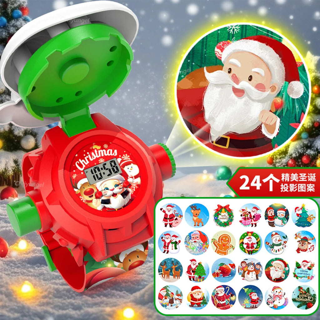 Cartoon Projection Watch for Kids Electronic Watch 24 Patterns Display Projector Montessori Education Toys Gift for Boys Girls