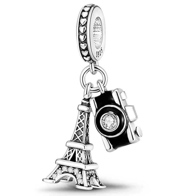 Hot Sale Charms Beads 925 Sterling Silver Pink Perfume Bottle Letter Luminous Firefly Tarot Card Beads Fit DIY Bracelets Jewelry