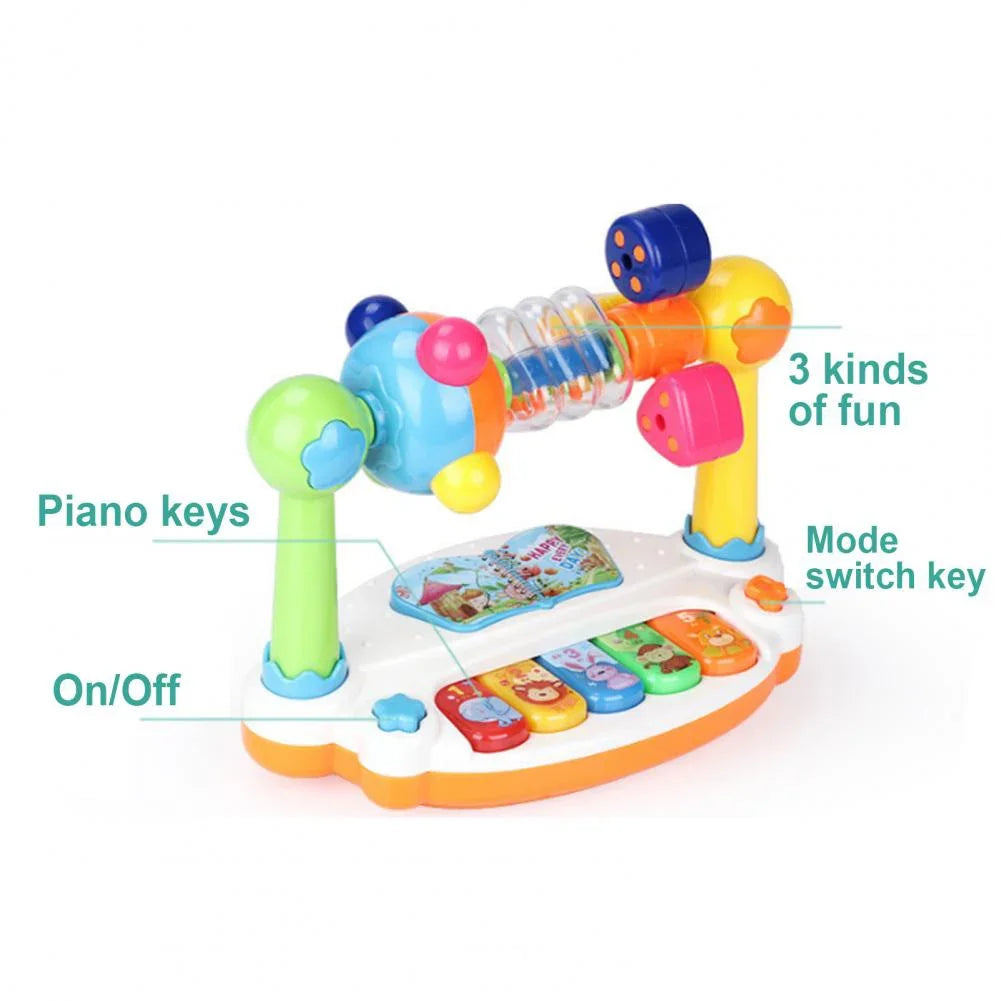 Kids Rotating Music Piano Keyboard with Light Sound Baby Piano Toys Musical Toys for Toddlers Early Educational Music Toy Gifts