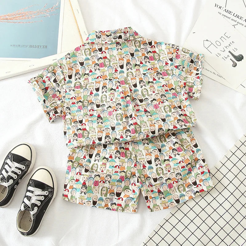 New Summer Baby Clothes Suit Children Boys Fashion Cartoon Shirt Shorts 2Pcs/Sets Toddler Casual Sports Costume Kids Tracksuits