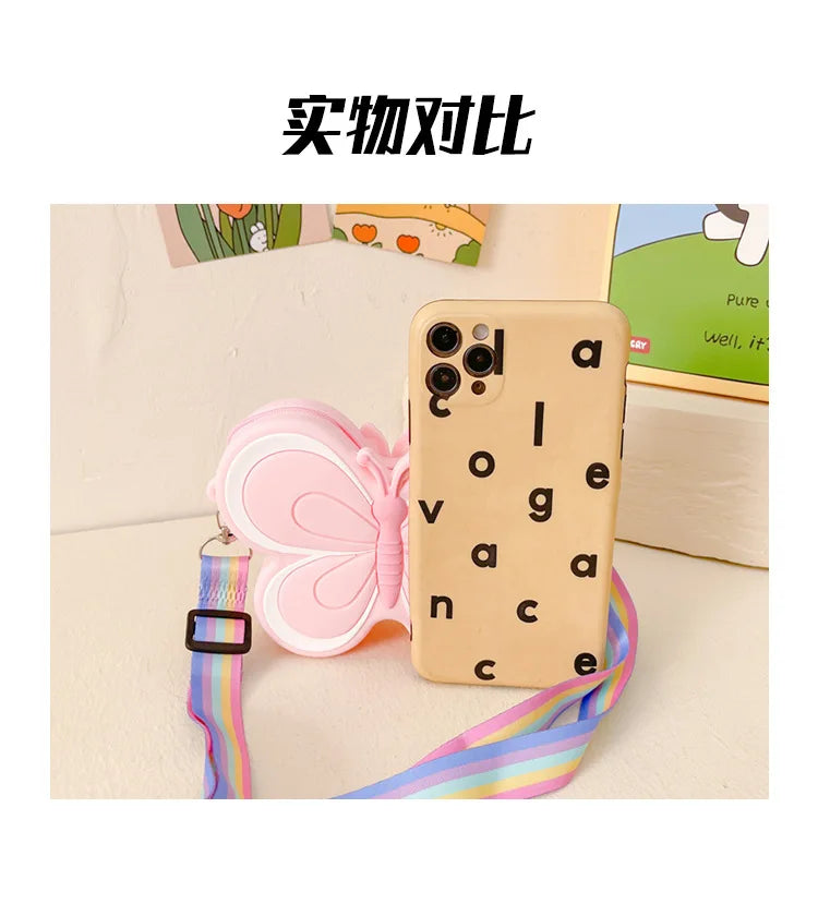 Lovely Bow Children's Silicone Shoulder Bags Cute Butterfly Shape Baby Girls Crossbody Bag Candy Color Kids Small Coin Purse