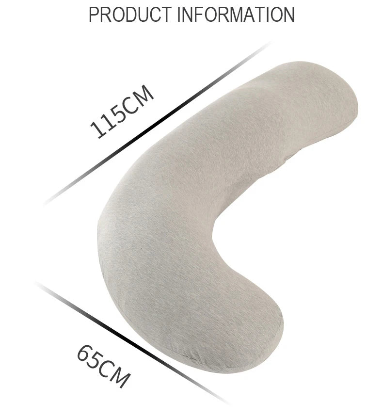 PANGDUBE 1.8KG Cotton J-shaped Pillow for Pregnant Women Sleeping Pillow Care for Pregnancy Breastfeeding Pillow for Pregnant