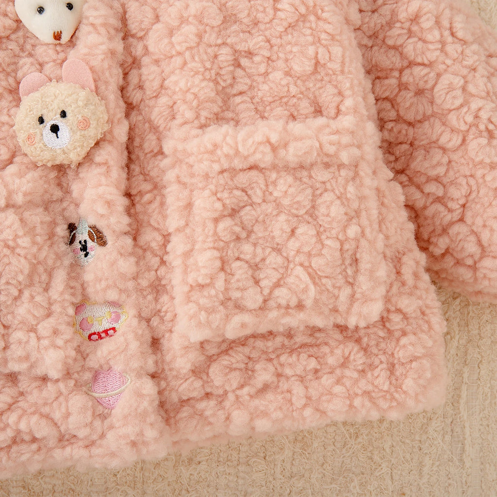 New Autumn And Winter Thick And Warm Baby Girl Coat, Cute Cartoon Children'S Clothes For Babies Aged 9 Months To 4 Years Old