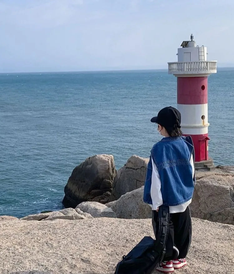 2025 New Boys Denim Vest Sleeveless Toddler Boys Spring Autumn Stylish Kids Jacket