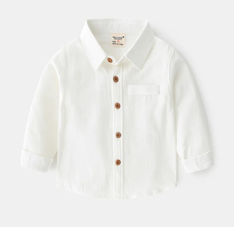 IYEAL Kids Spring Children's Clothes 2025 New Long Sleeve Boys Tops Shirt Solid Color Pure Cotton Shirt for Girl