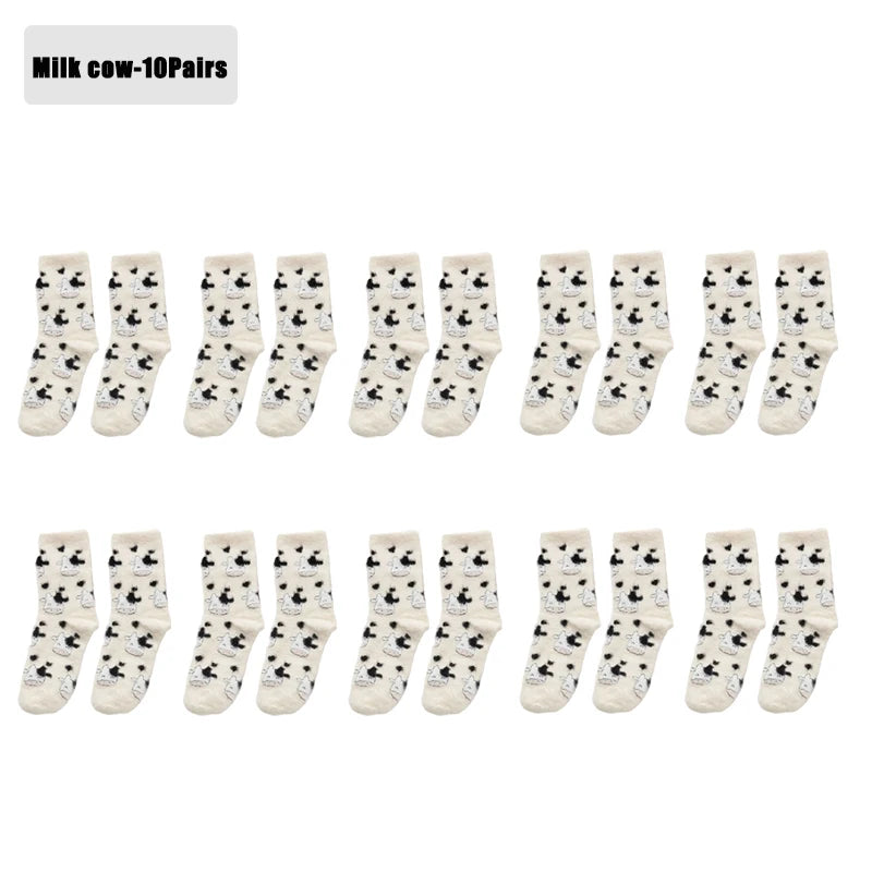 Winter Warm Padded Socks Thickened Mink Plush SocksCute Cartoon Soft Comfortable SkinFriendly Girls Socks Autumn Home Sleepwear