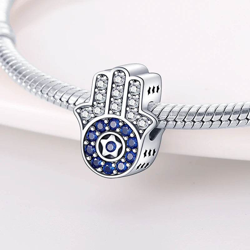 Hot Sales 925 Sterling Silver Charms Beads Devil's Eye Fatima's Hand Cross Beads Fit Original Bracelet Women DIY Jewelry Gifts