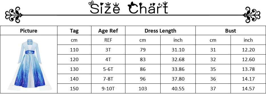 Girls Dresses Kids Princess Costume Halloween Birthday Party Long Cloak Cosplay Elsa Dress Long Sleeve 4 5 6 7 8 9 10 Years
