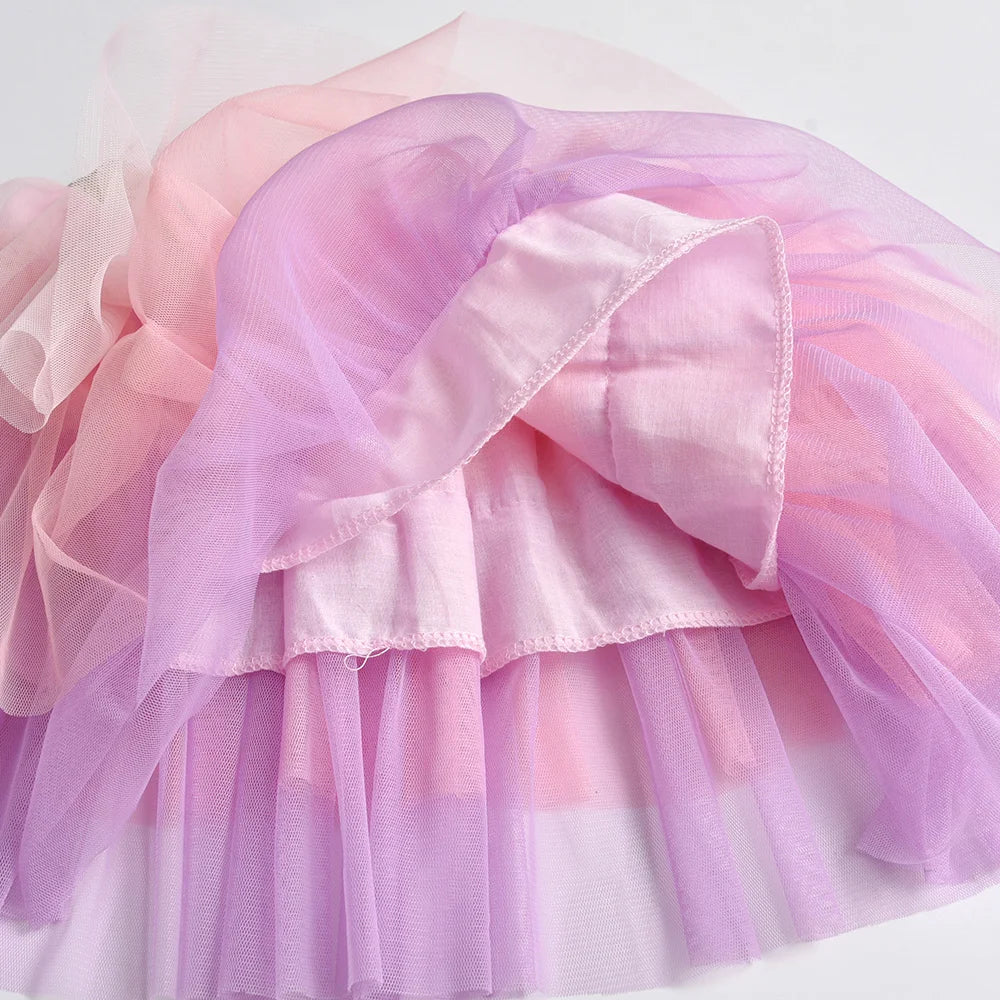 VIKITA Girls Princess Skirts Kids Layered Mesh Tulle Tutu Mini Skirt Girls Birthday Party Performance Ballet Skirt Kids Clothing