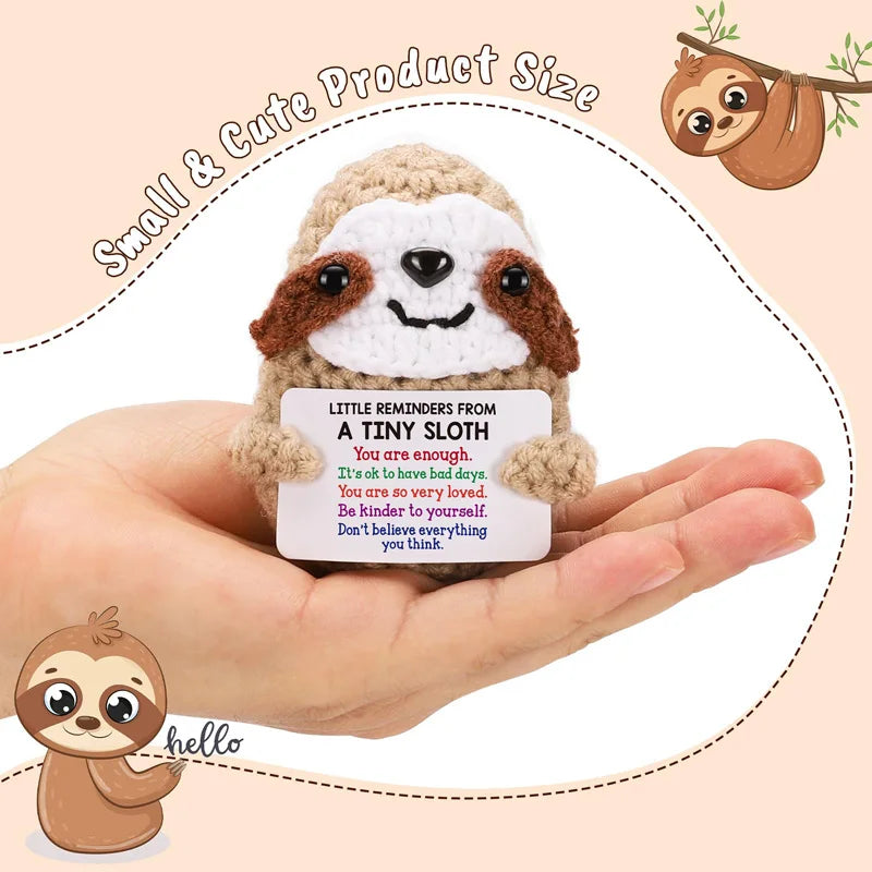 Inspirational Birthday Gift Handmade Ornaments Women Reminders Emotional Cheer Support Small Funny Cute Bradypode Knitted Sloth