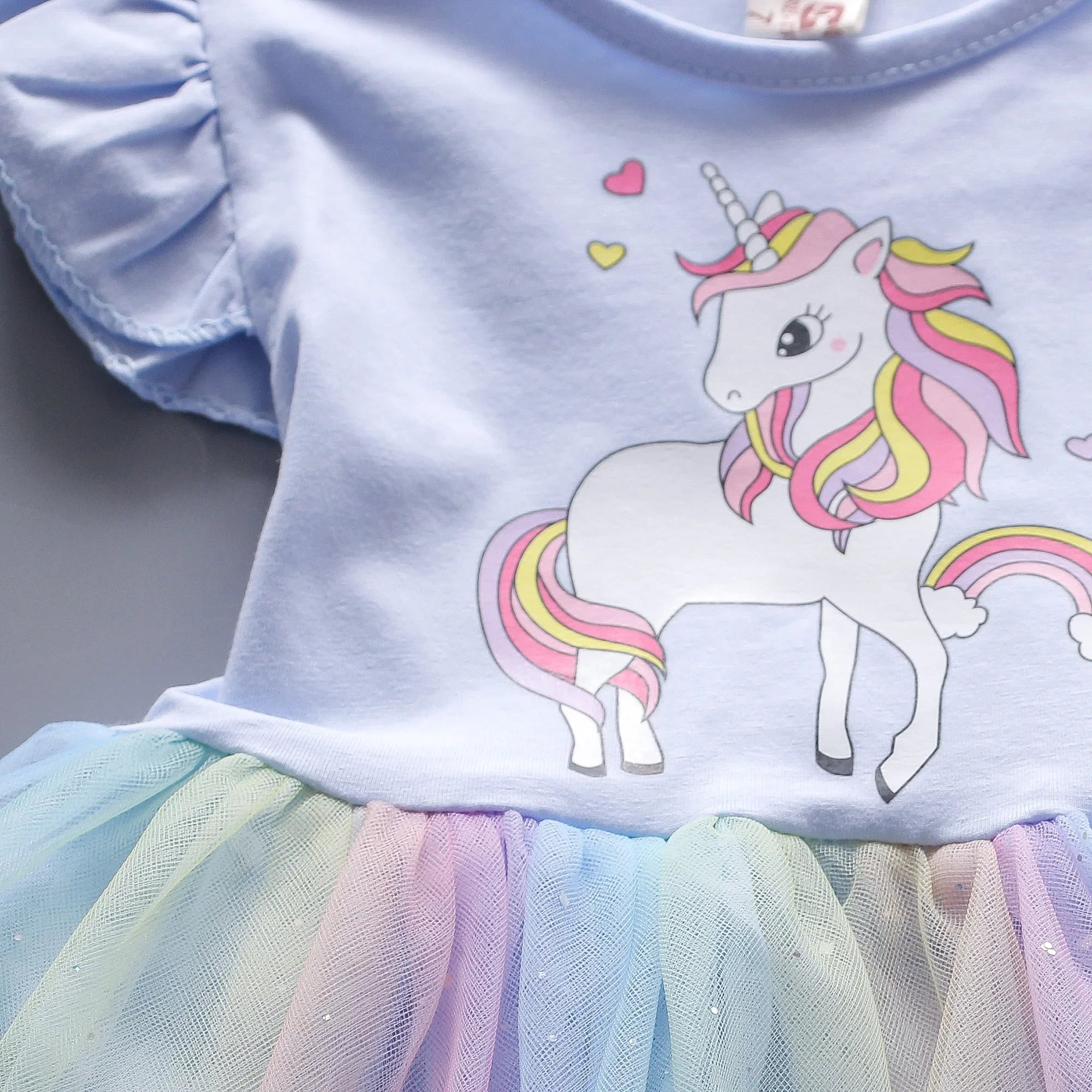 Summer Girls' Dress Children's Wear New Cartoon Cloud Little Horse Rainbow Gradient Mesh Sleeveless Children's Dress