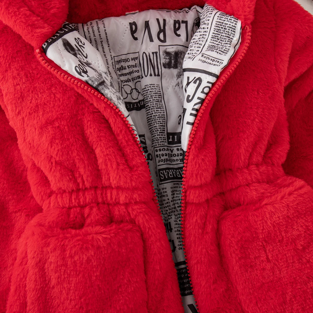 Winter New Thick And Warm Baby Girl Coat, Simple Solid Color Children'S Clothing Suitable For Babies With A Height Of 90-140cm