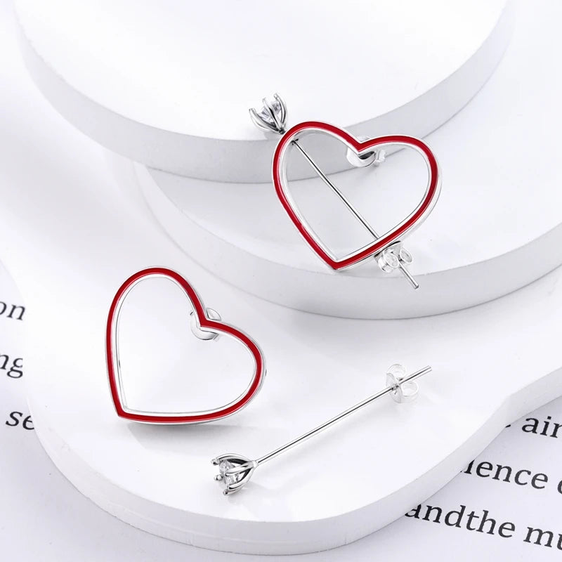 925 Sterling Silver Pave U Shape Heart Eardrop Earrings Hoop Earrings For Women Wedding Engagement For Girlfriend Birthday Gift