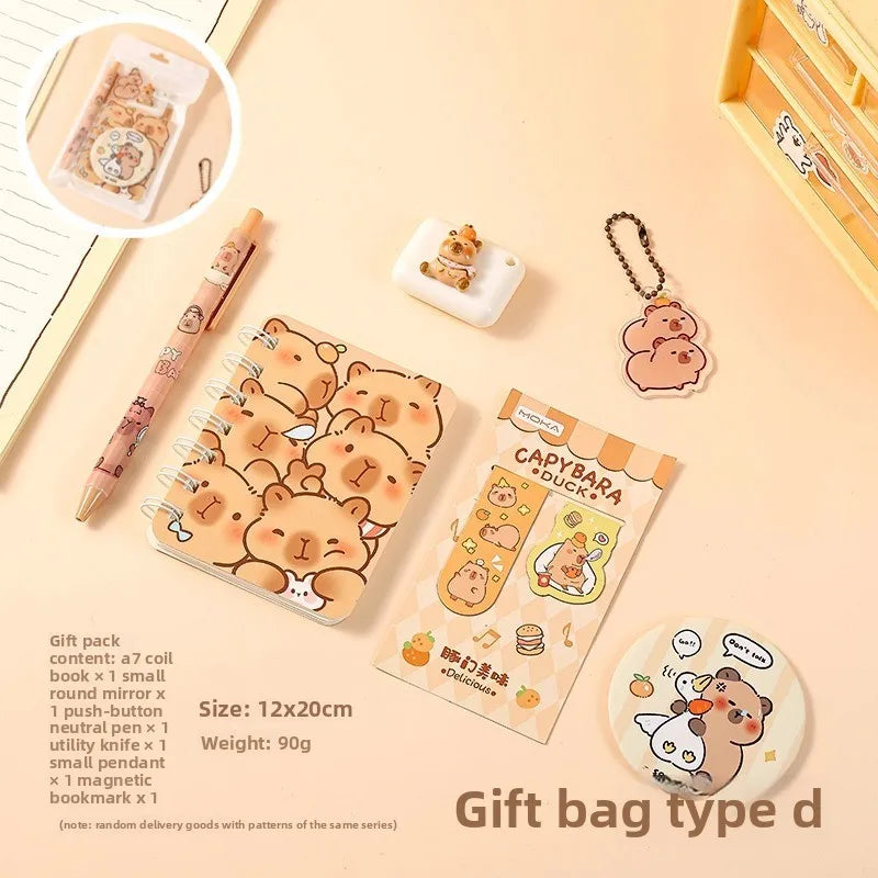 1 Set Wholesale Capybara Stationery Set Primary School Season Gift Learning Stationery Gift Pack Reward Class Prizes