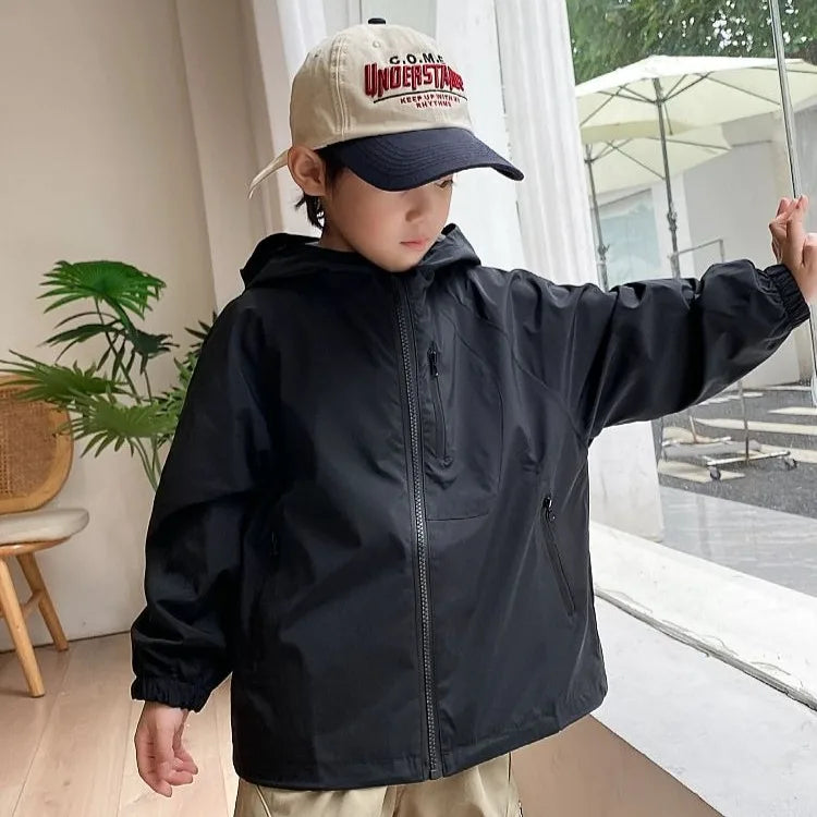 2025 New Kids Outdoor Jacket Unisex Sporty Design Spring Autumn Wear Trendy Waterproof Windproof Jacket for Boys Girls Ages 8-14