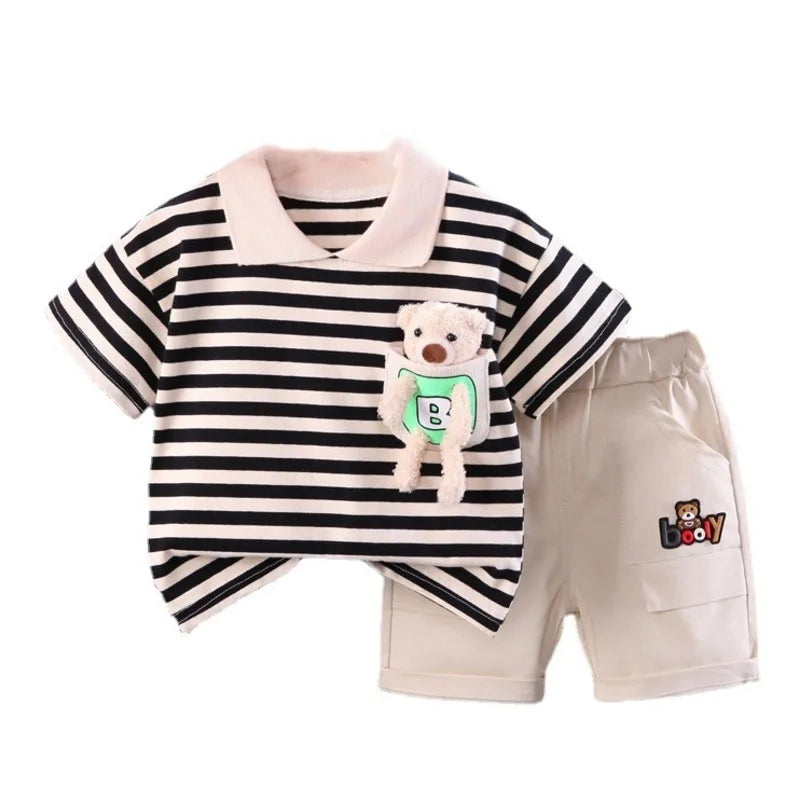 New Summer Baby Boys Clothes Suit Children Fashion Striped T-Shirt Shorts 2Pcs/Set Toddler Casual Costume Infant Kids Tracksuits