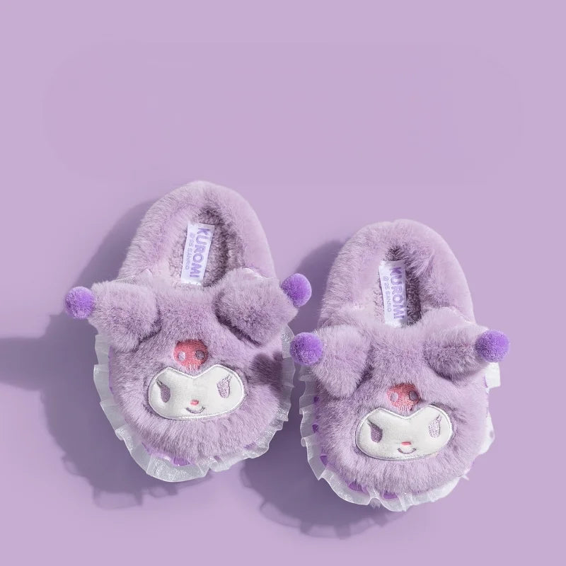 Kids' Slippers House Shoes Cartoon Cotton Winter Shoes For Girls Warm Anti-slip Soft Bottom Purple Pink Shoes Size 14cm-24cm