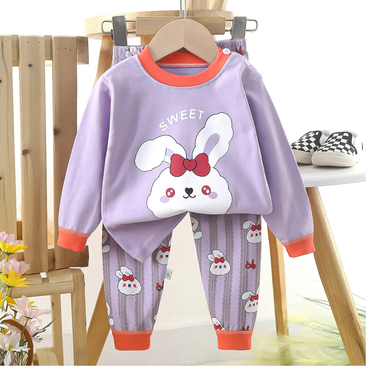 1pcs Children's Underwear Set Kids Soft Cotton Pajamas Boys Girls Baby Spring Autumn Cute Cartoon Long Sleeve Home Sleepwear
