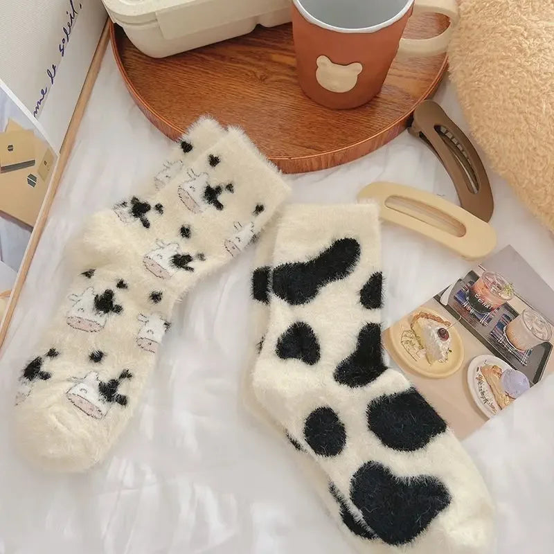 Winter Warm Padded Socks Thickened Mink Plush SocksCute Cartoon Soft Comfortable SkinFriendly Girls Socks Autumn Home Sleepwear