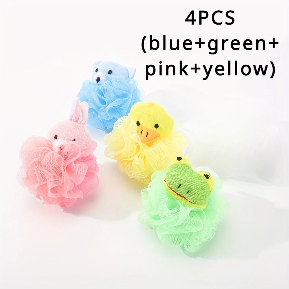 Bath Sponges Animal Kids Loofah Bath Pouf Mesh Animal Toy Bath Sponge Colorful Cartoon Body Scrubber Balls Shower Mesh for Kids