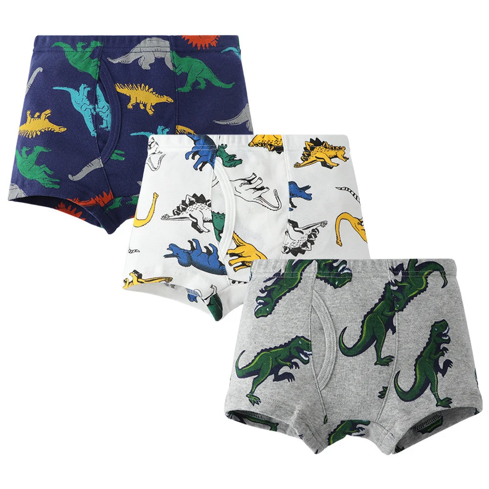 1/3/6 pcs Boys Boxer Briefs Sets 2025 New Kids Cotton Underwear Boy Underpants Teenager Dinosaur Print Soft Children Panties