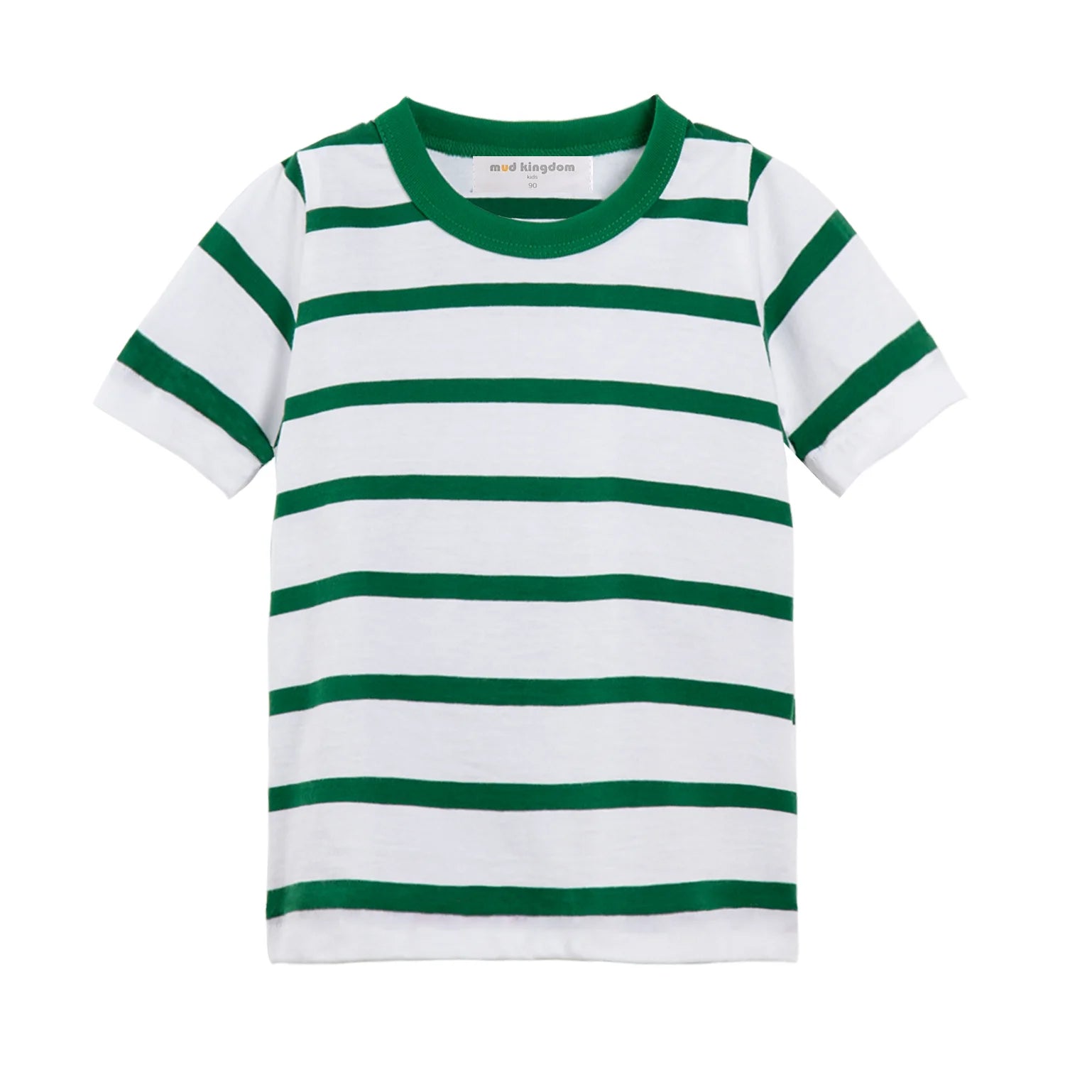 Mudkingdom Big Boys Girls T-Shirt Stripe Rainbow Colorful Solid Plain Color Casual Tops for Kids Clothes Toddler Clothing