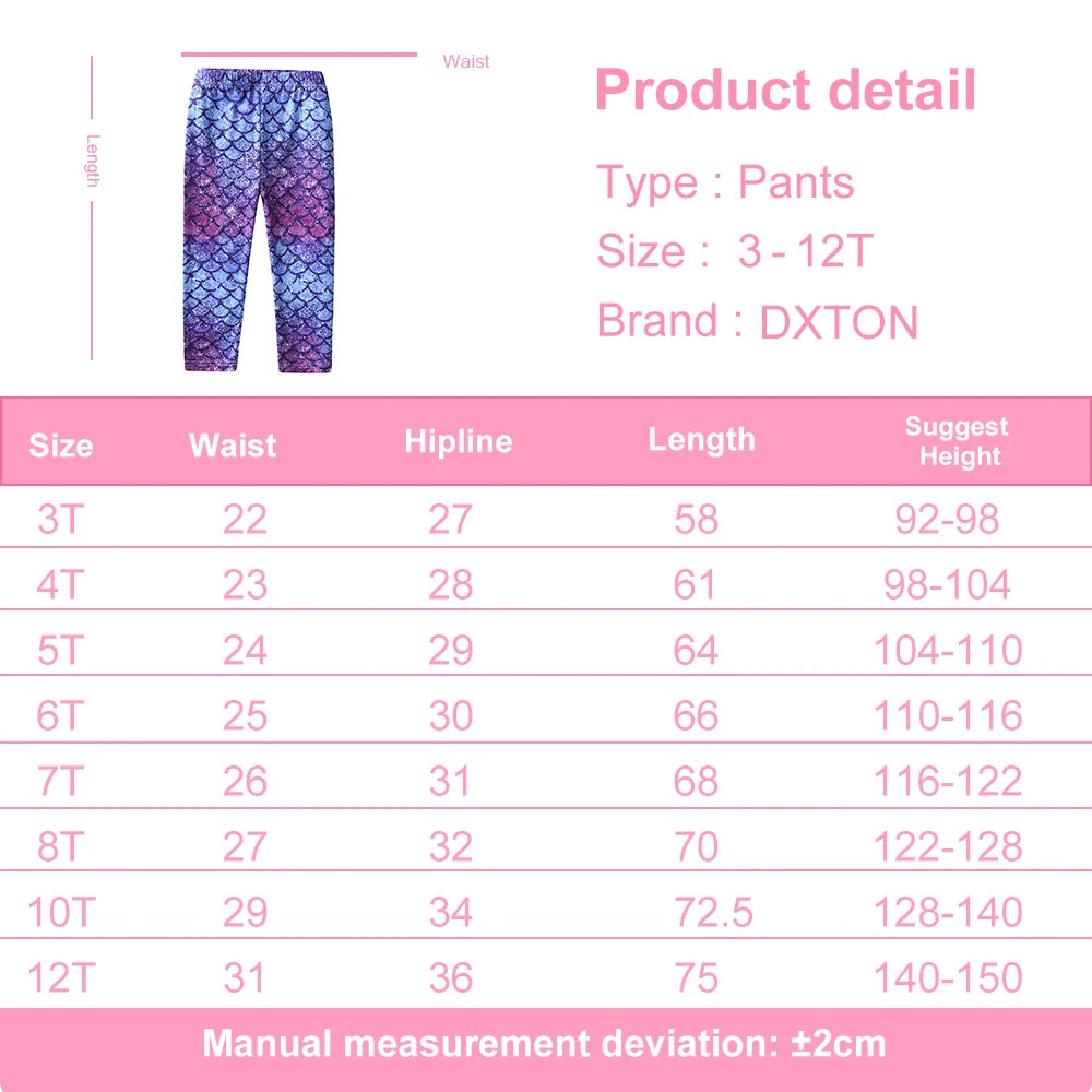 DXTON Summer Girls Leggings Skinny Slim Children Pencil Pants Mermaid Polyester Elastic Toddlers Kids Long Trousers Soild Clothe