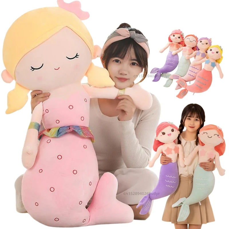 High Quality Cartoon Kawaii Mermaid Plush Toys Soft Animal Plush Pillow Stuffed Toy Princess Dolls Children  Girls Birthday Gift