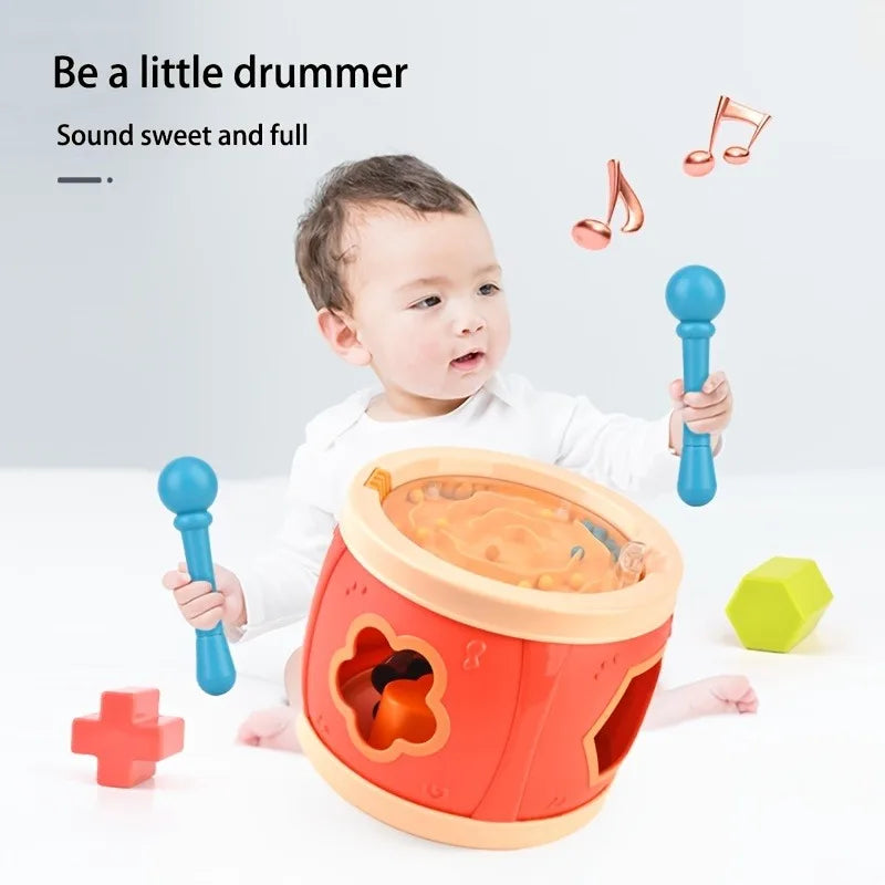 Baby Drum Colorful Rolling Drum Musical Instrument Toy For Toddlers Preschool Educational Toy Rhythm Sound Music Learning Gift