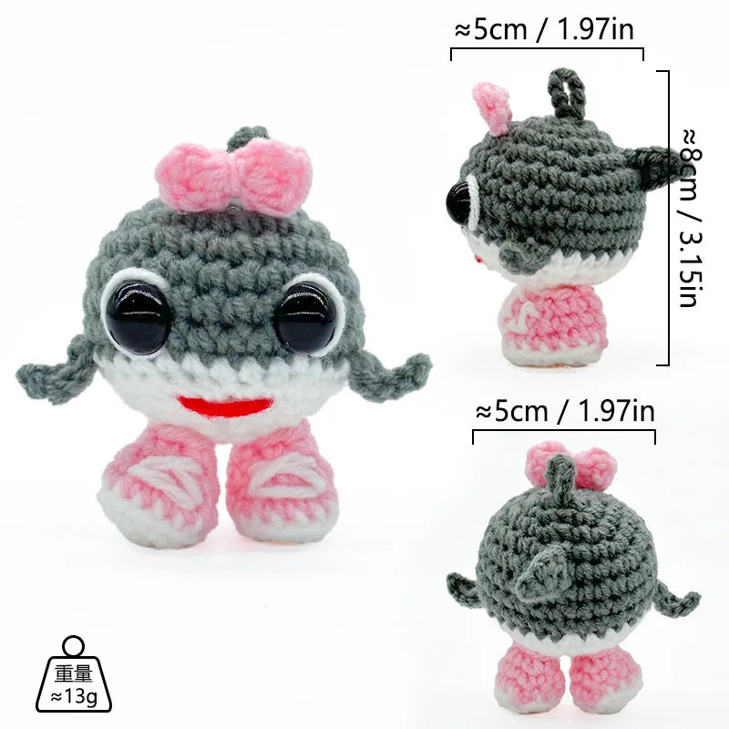 Funny Positive Crochet Shark Handicrafts Tungtungsahur Figure Desktop Decoration Articulated Tralalero Tralala Figure Ornament