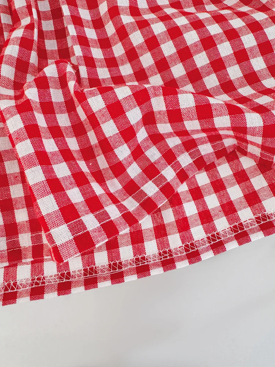 Autumn New Cute Strawberry Collar Baby Girl Dress, Plaid Long Sleeved Children'S Clothing For Babies Aged 6 Months To 3 Years