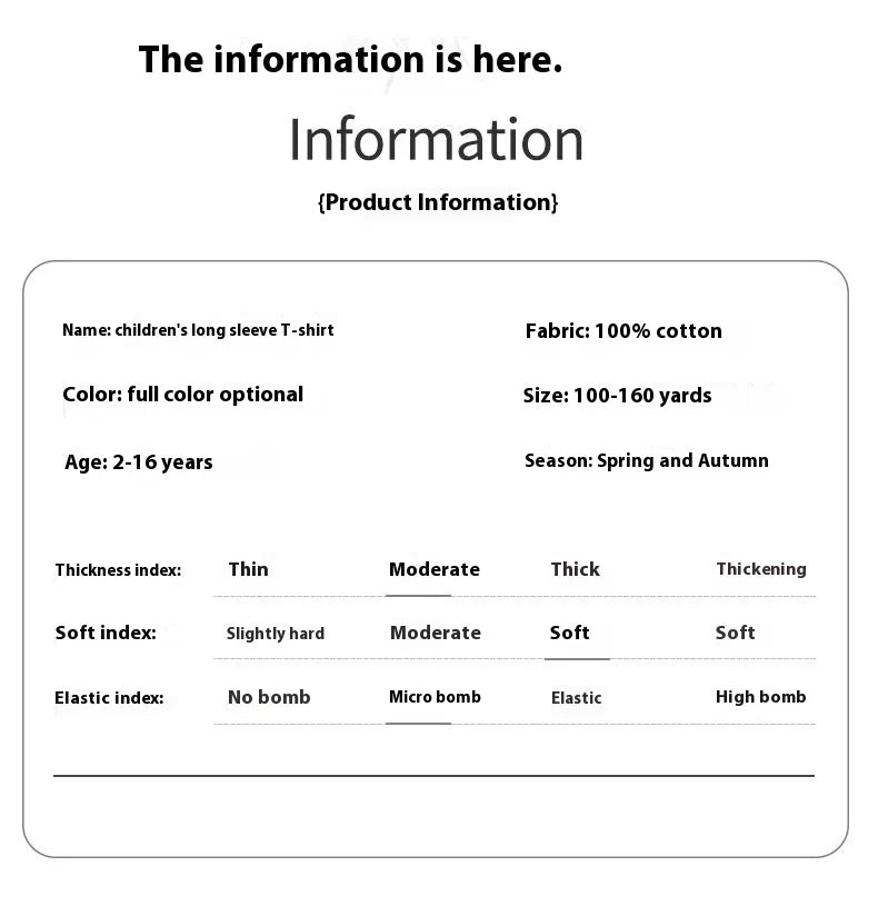 New children's long-sleeved T-shirt for boys, suitable for spring and autumn. Pure cotton upper garment for medium and large chi