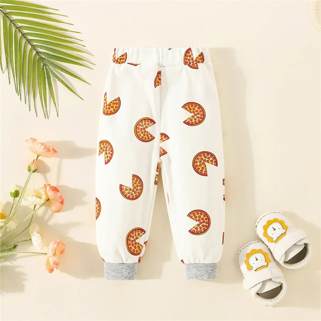 Spring And Summer 2023 Boys And Girls' New Pizza Graffiti Baby Sports Pants Are Suitable For Boys From 6 Months To 3 Years Old