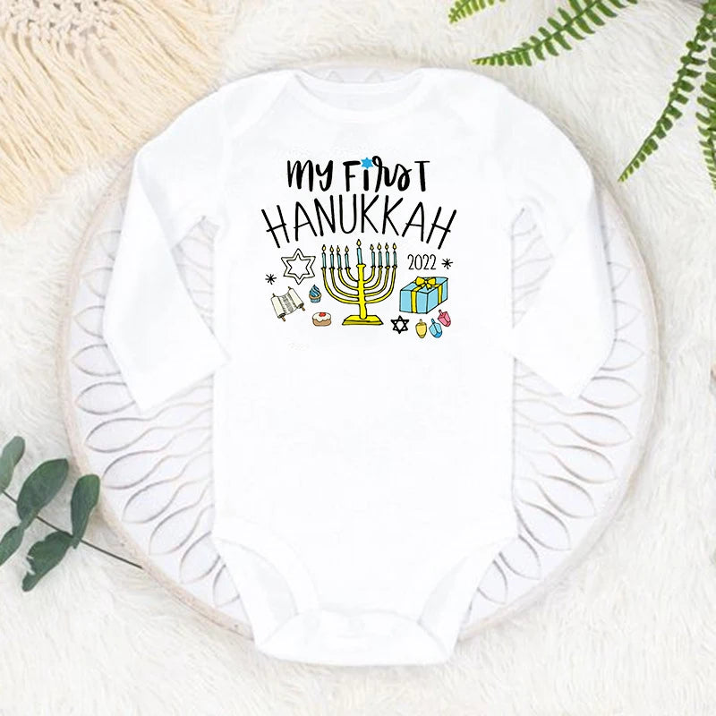 My 1st Hanukkah Chanukah Newborn Bodysuits Happy Hanukkah Baby Rompers Infant Body Long Sleeve Jumpsuit Clothes