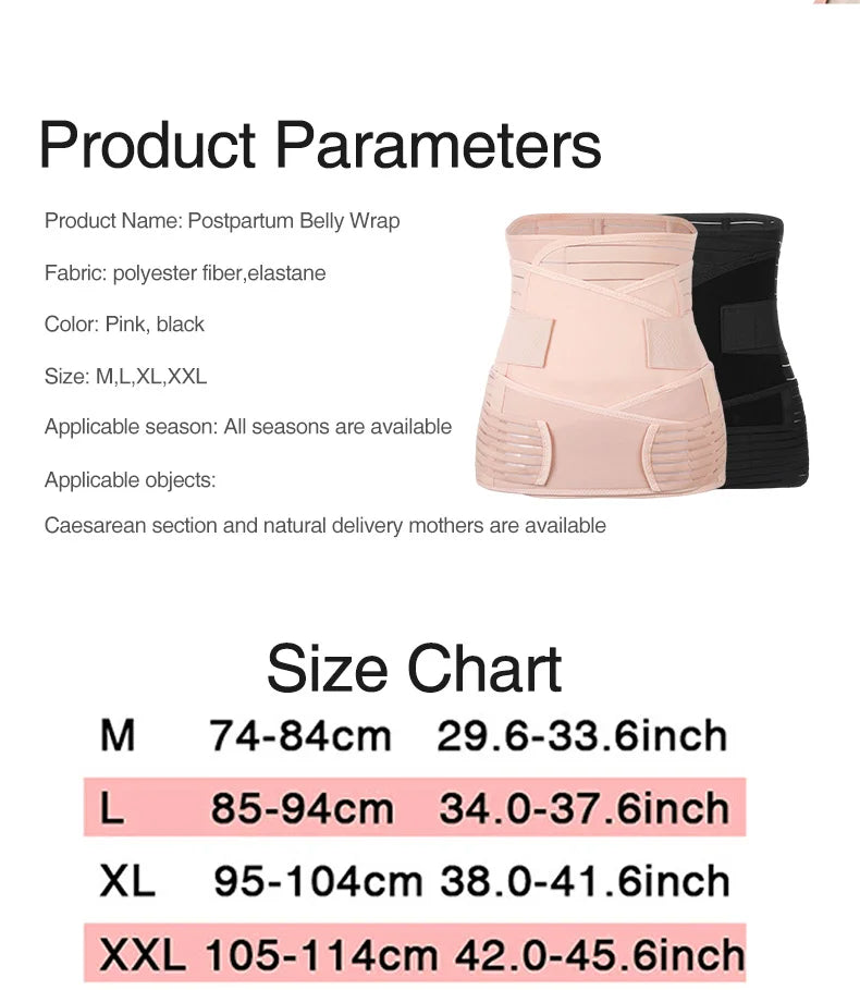 3in1 Postpartum Belly Band Breathable Maternity Support Belt Shapewear for after Pregnancy Women's Abdominal Compression Band