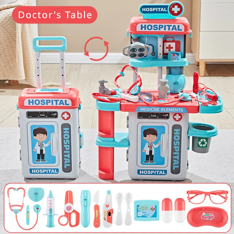 2 in 1 Doctor Kit for Kids Pretend Play Medical Station with Stethoscope Thermometer Sounds & Lights Doctor Toys for Boys Girls
