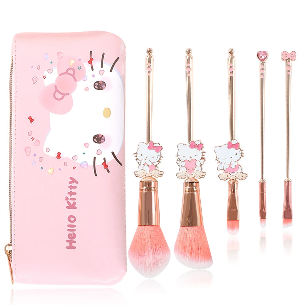 5pcs cute style Holor Kitty makeup brush, super soft Holo Kitty Angel series brush, pink, silver optional, perfect birthday gift