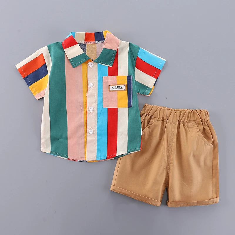 New Summer Baby Boys Clothes Children Striped Shirt Pants 2Pcs/Sets Toddler Casual Costume Kids Tracksuits Infant Outfits