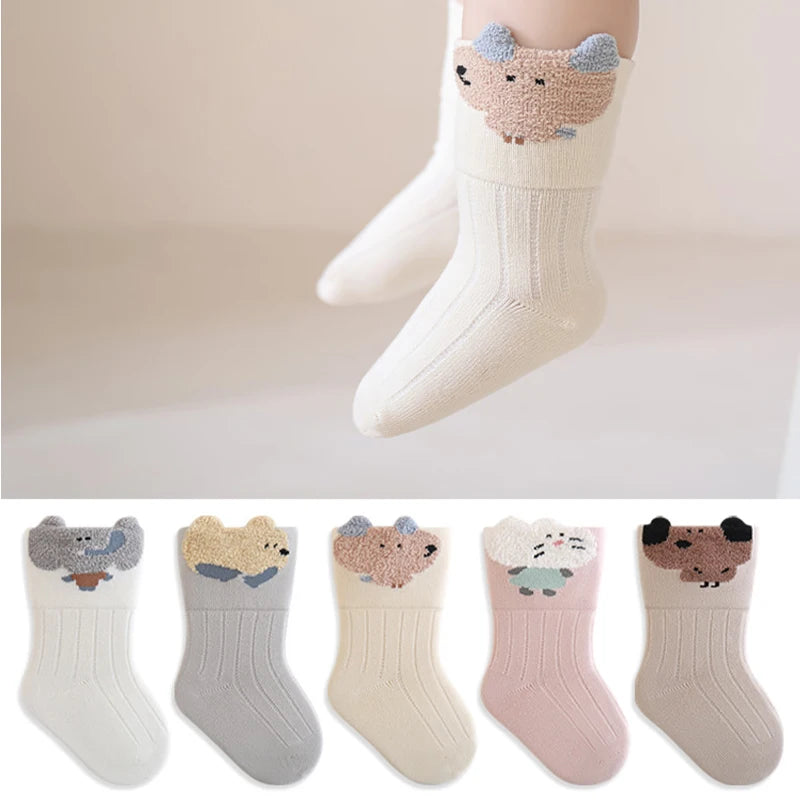 3/5 Pairs Cartoon Newborn Socks Children'S Socks Spring And Autumn Cute Boy Girls Kids Toddler Socks Baby Accessories