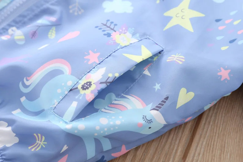 Fashion Kawaii Children's Jackets for Boys Girls Pink Blue Autumn Clothes 1 to 2 3 4 5 6 7 8 9 Years 2024 Kids Hoodie Waterproof