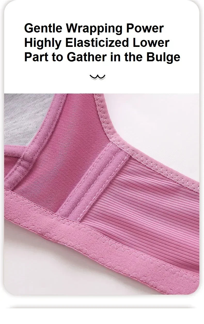 Gathered Side Collection Lifting Underwear Breasts Brassiere Large Size Bra Full Cup Underwear Brassiere No Steel Ring  Bra