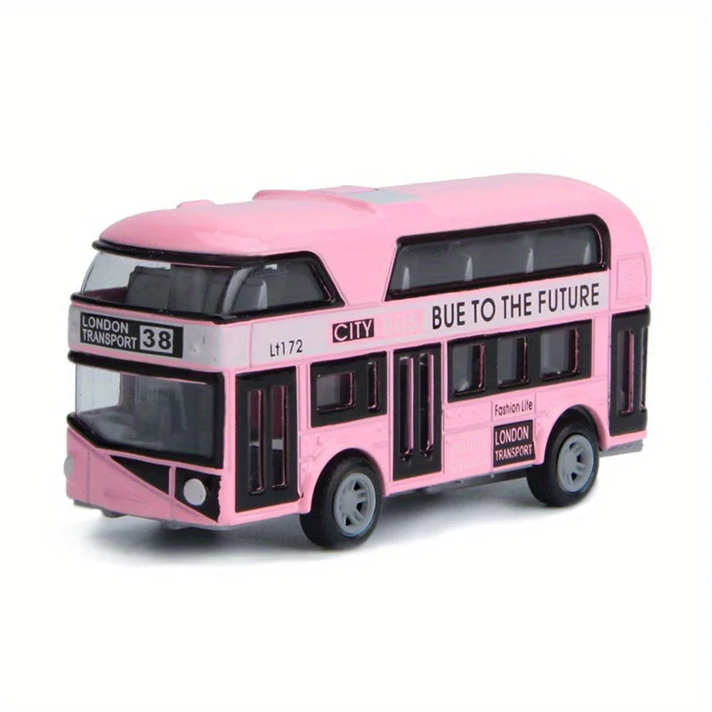 City Bus Sightseeing Double Decker Bus Model Pull Back VehiclesToy Die Cast Pull Back Vehicles Mini Tourist Model Car for Boys
