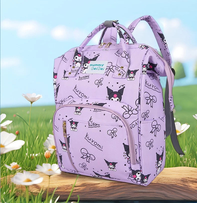 Kuromi New Diaper Bag Backpack Cartoon Cute Baby Diaper Bag Backpack Multifunctional Fashion Lightweight Baby Bag Large Capacity