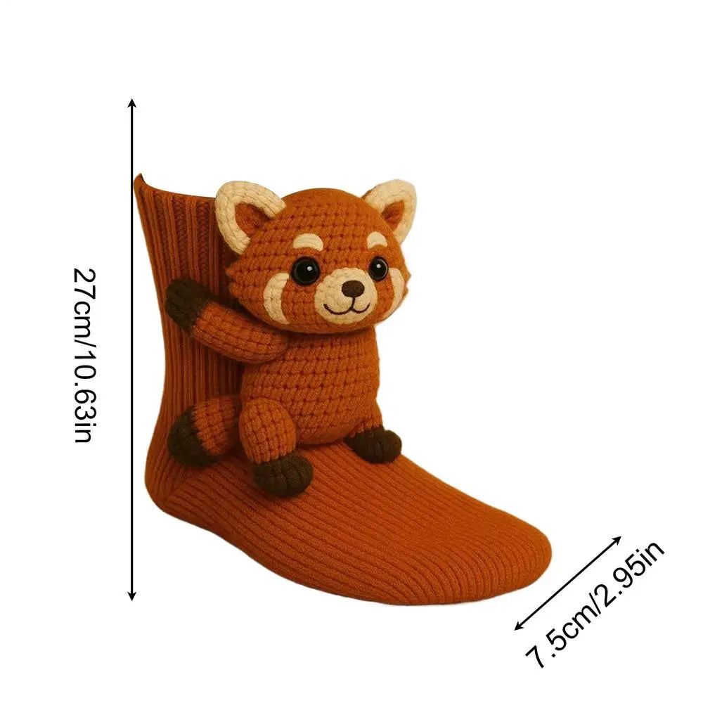 3D Knit Animal Socks Foot Warm Supplies 3D Novelty Knitted Socks for Women Kid Adult Winter Fall Christmas Birthday Indoor Home