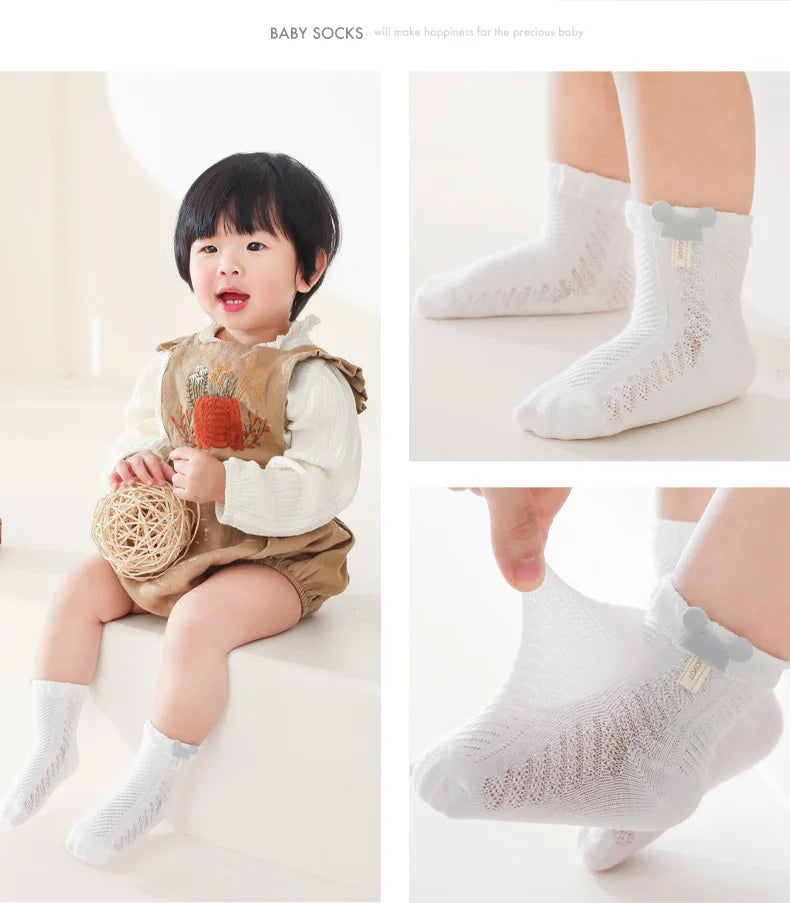 4Pairs/Lot Summer Baby Mesh Thin Socks Cartoon Soft Cotton Newborn Sock Princess Infant Toddler Girls Cute Breathable Socks