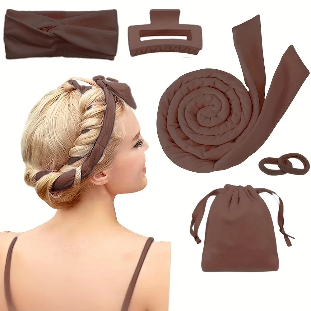 Styling Kit - Heatless Silk Curler with Sleeping Mask and Shower Cap for Women and Girls Beauty Kit for Travel and Home